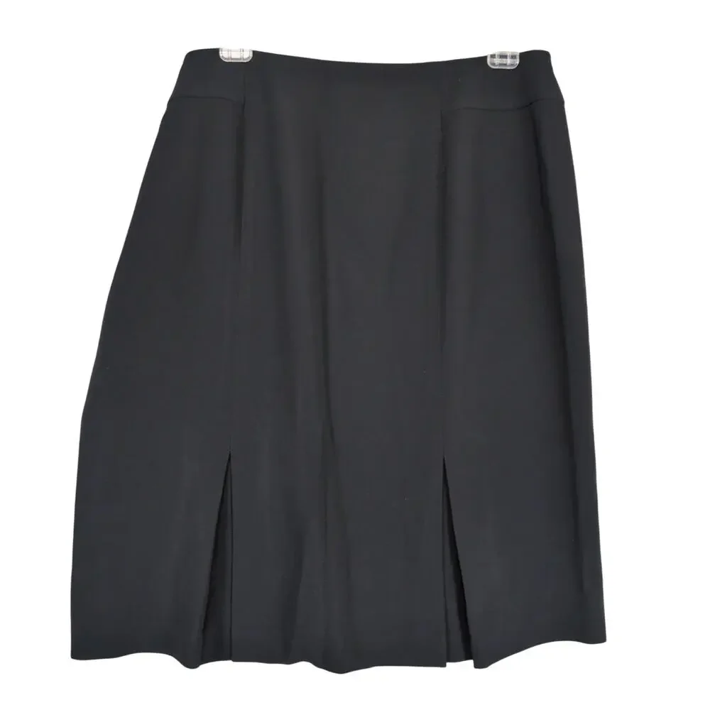 Ann Taylor Skirt, Black Knee Length Size 12 Pleated Classic Career Office‎